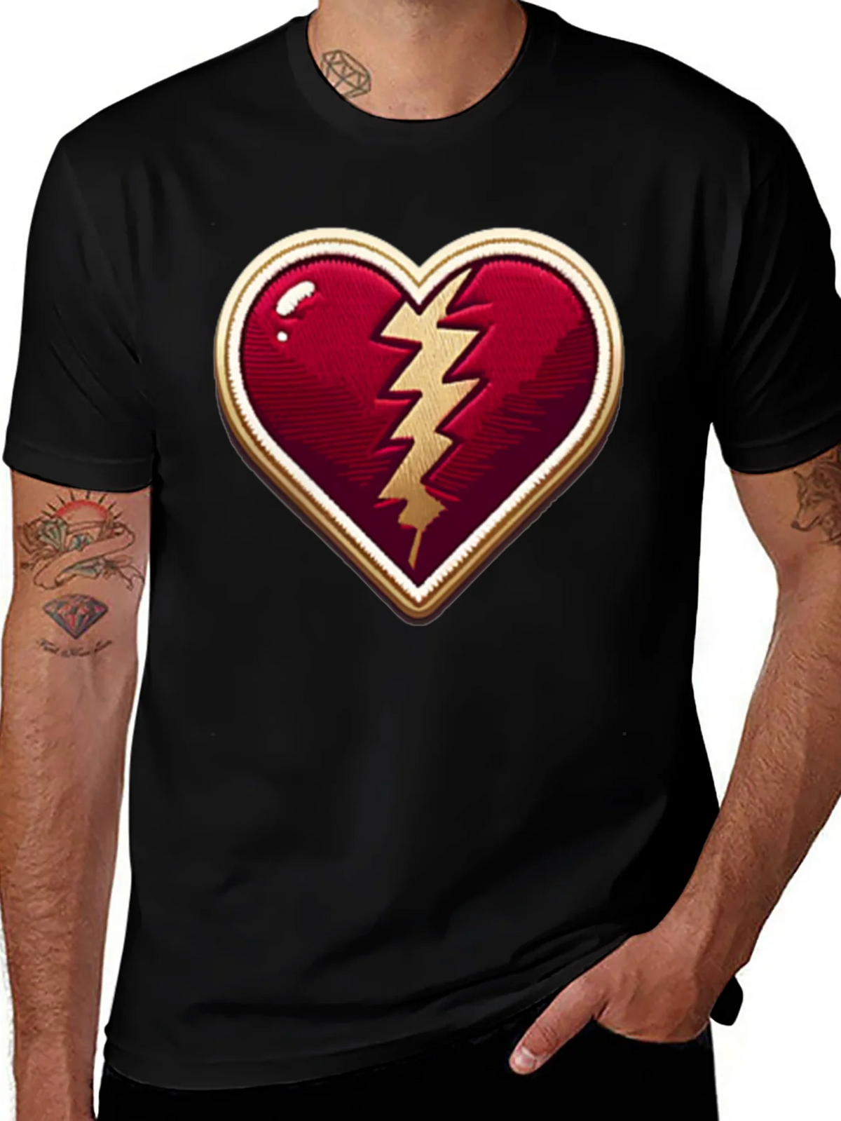 Broken Heart Lightning Bolt Graphic Tee - Stylish Comfort