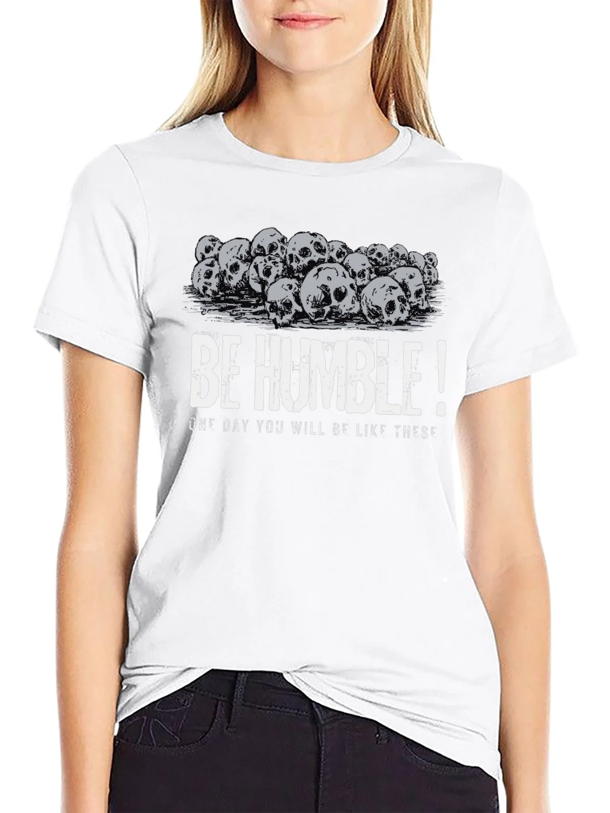 Be Humble Skull Pile Graphic Tee - Black Cotton T-Shirt