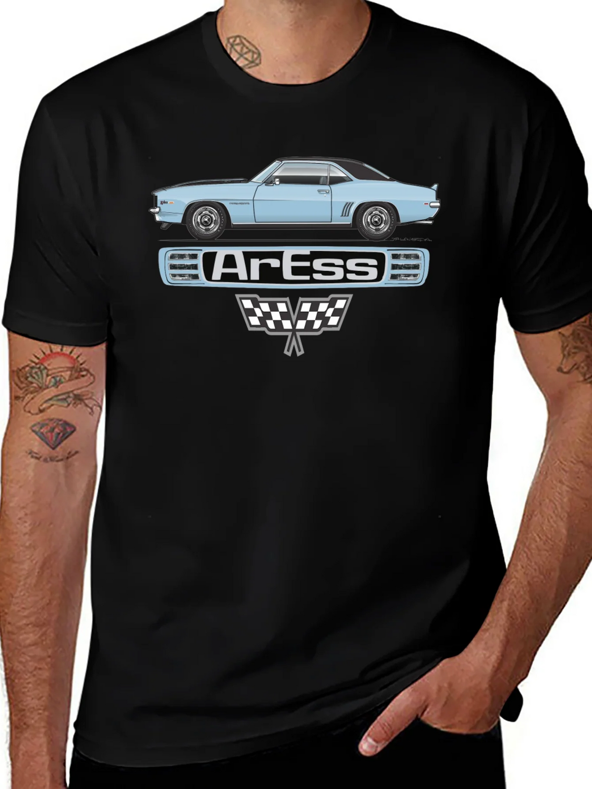 Classic Car Graphic Tee - ArEss Design Black T-Shirt